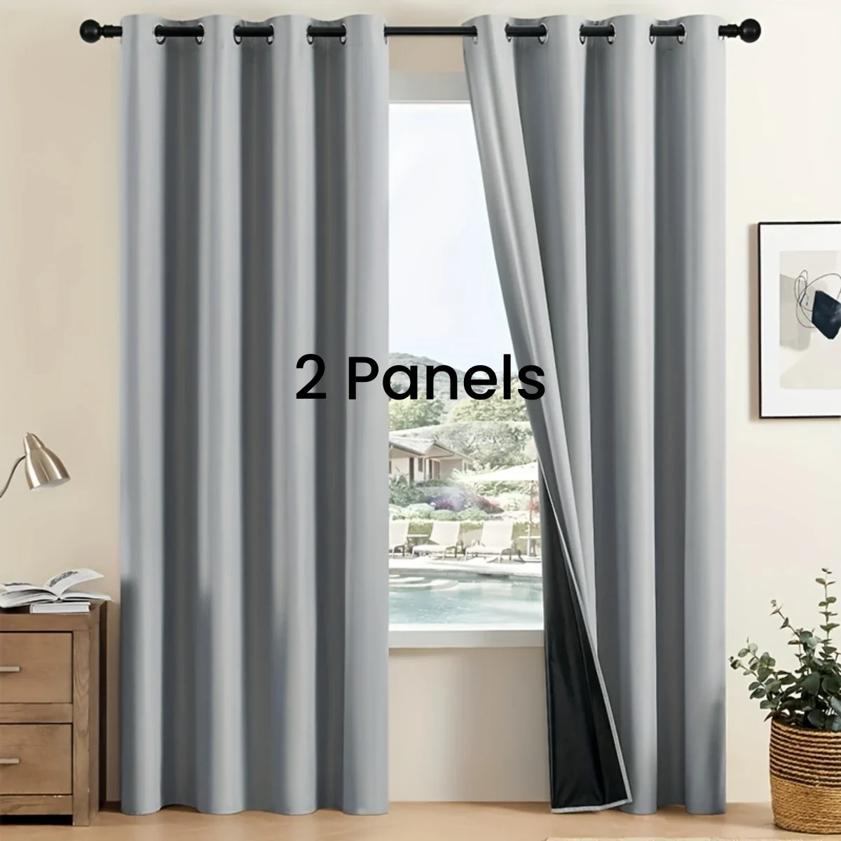 2pcs 100% Blackout Curtains, Thermal Insulated Window Drapes, Window Curtains for Bedroom Living Room, Home Decoration