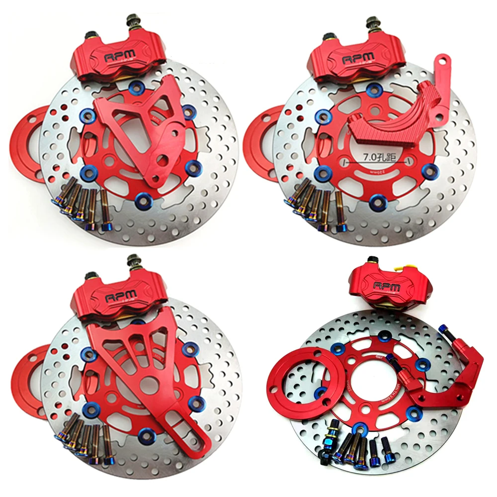 RPM E-motorcycle Scooter 82mm Brake Caliper With Adapter/Bracket 220 Brake Disc Set For Yamaha Aerox BWS RSZ JOG ZY125T-5 Niu