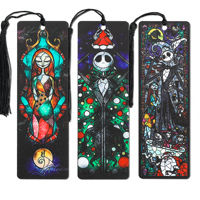 The Nightmare Before Christmas Jack and Sally Acrylic Bookmark with Tassel Spooky Movie Figure Halloween Card Book Marks Gifts