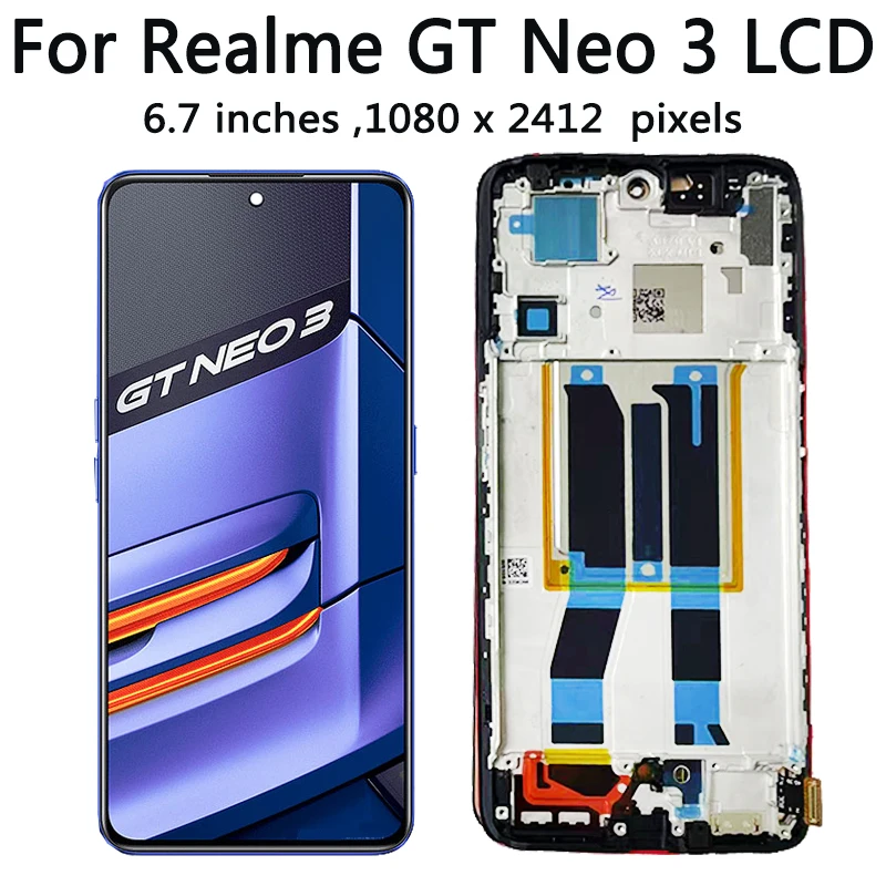 6.7“AMOLED For OPPO Realme GT Neo 3 RMX3560 lcd Display Touch Panel Screen Digitizer Assembly For Realme GT Neo3 RMX3561 LCD