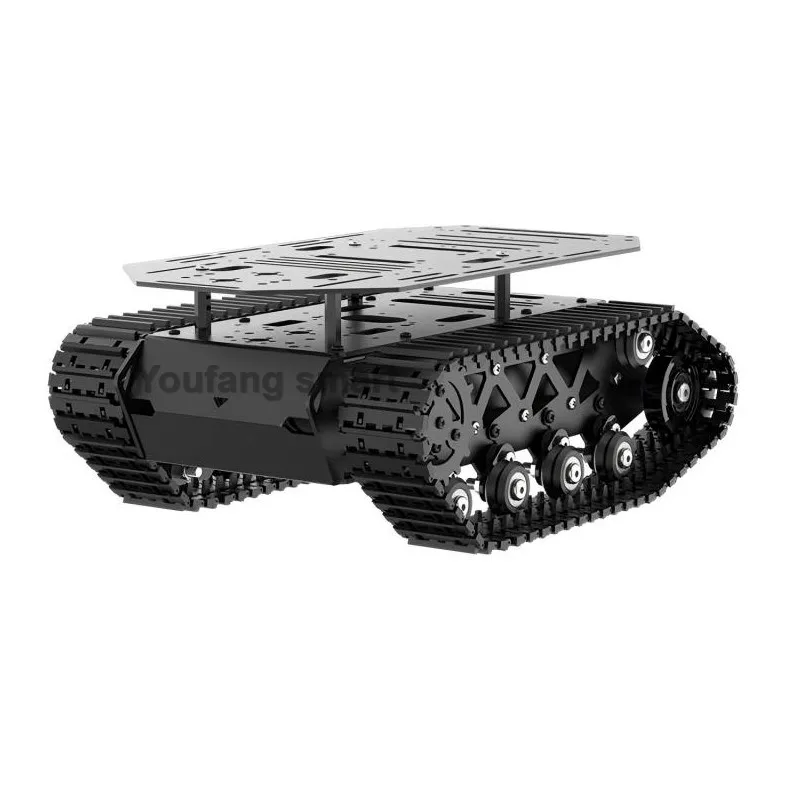 10KG Load Strong Shock Absorption RC Tank Chassis with Suspension All Metal Tank Robot 12V Encoded motors Programmable Robot Car