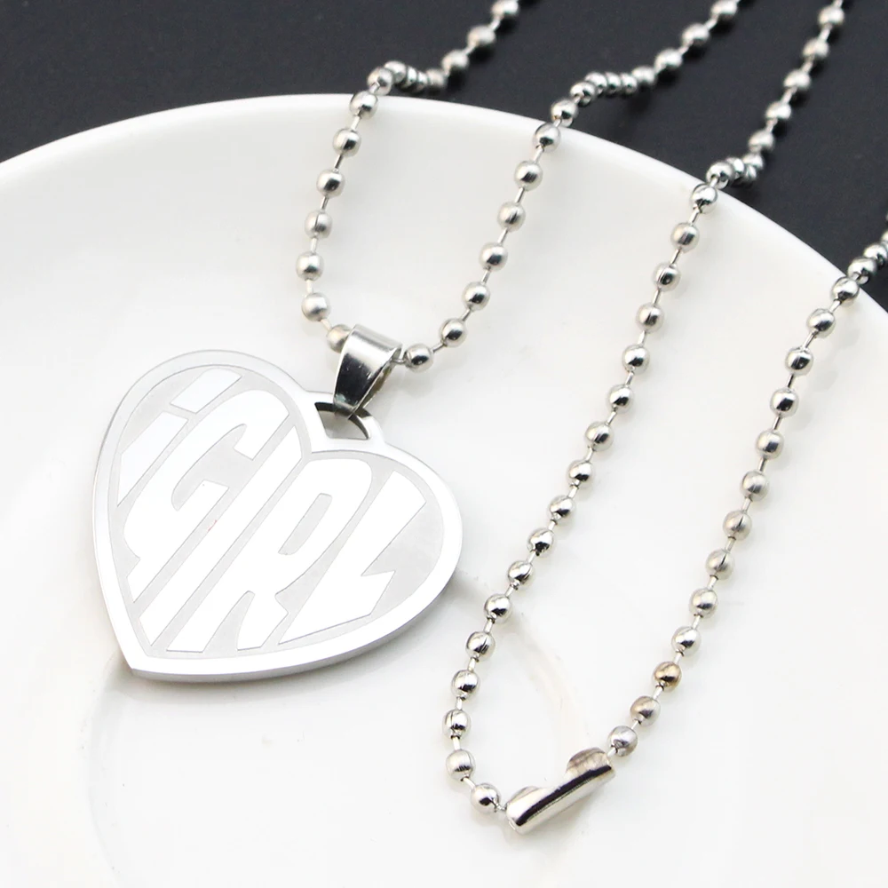 Fashion IGIRL Heart Pendant Necklace Stainless Steel Jewelry Engrave PLEASE RETURN TO HEAVEN Choker Charms Necklaces Gifts