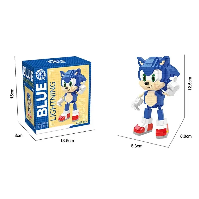 Cartoon Movie Anime Periphery Building Blocks Toy Games Anime Figure Sonic Puzzle Assembly Hedgehog Toy Bricks Christmas Gifts