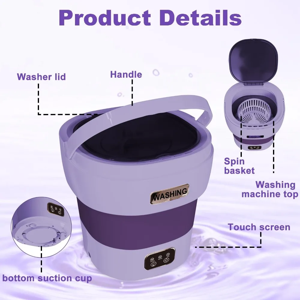 เครื่องซักผ้าขนาดเล็ก 18L,เครื่องซักผ้าแบบพกพา 3 โหมดทําความสะอาดลึกสําหรับชุดชั้นใน,เสื้อผ้าเด็กหรือถุงเท้า,MINI เครื่องซักผ้าพับได้