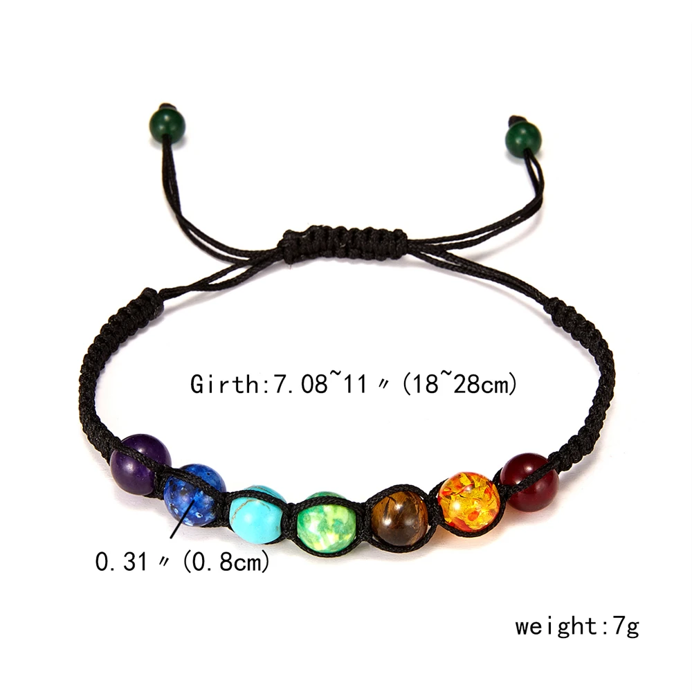 Boho 7 Chakra Healing Beaded Bracelets For Women Men 8mm Reiki Prayer Balance Beads Bracelet Adjustable Braided Bangles Jewelry