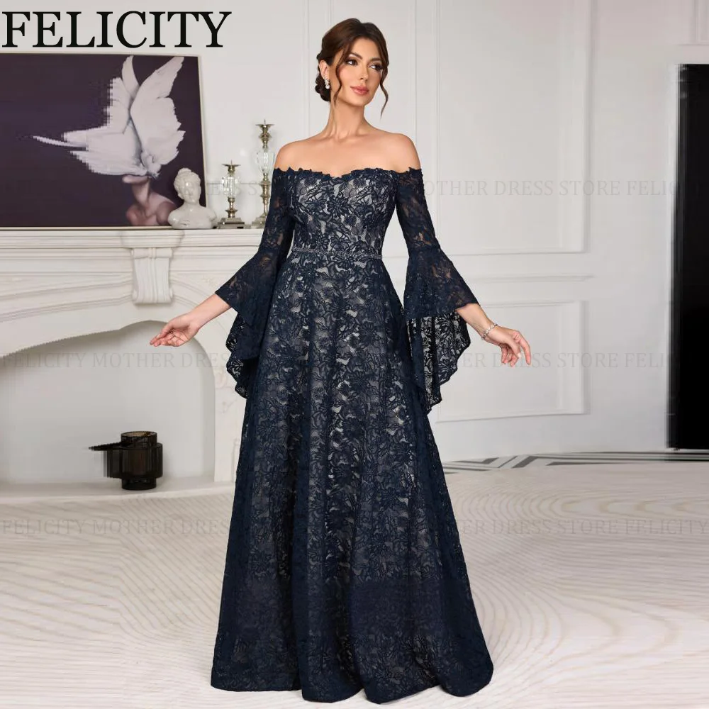 FELICITY Customized Gorgeous Mother of the Bride Dress 2026 Lace A-line Off-Shoulder Long Wedding Guest Dress Party Evening Gown
