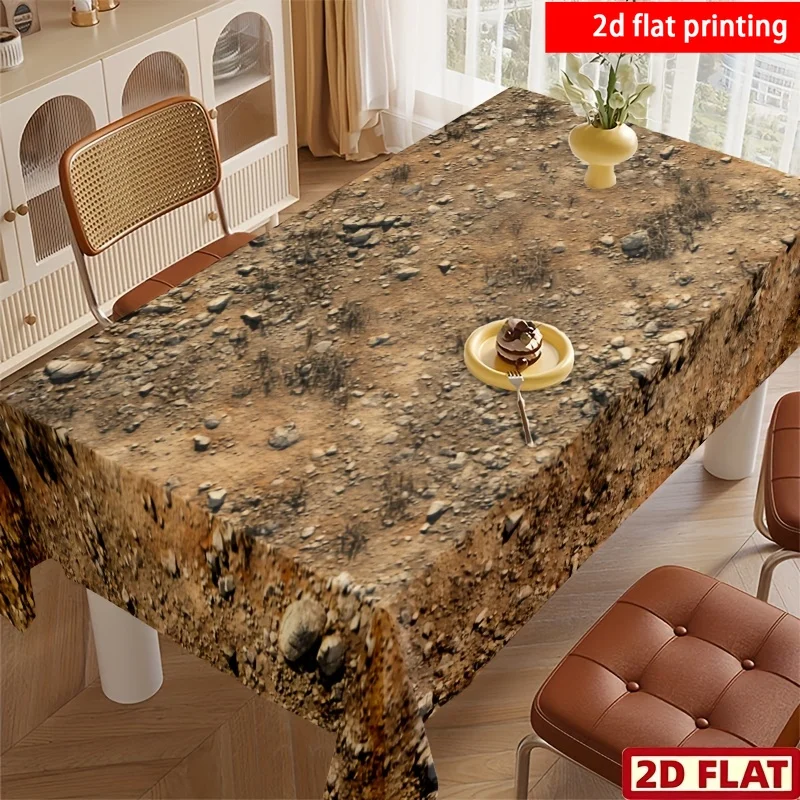 One piece of sandstone surface and gravel, dry grass texture tablecloth