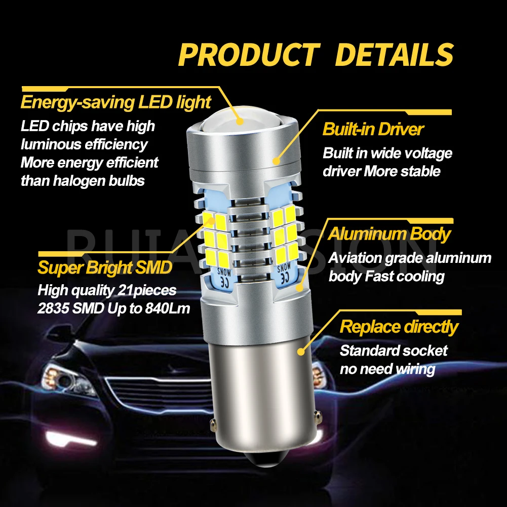 2 قطعة 1156 BA15S LED لمبة 1157 BA15D BAU15S 10-30V صالح 12V 24V 2835 رقاقة الفرامل وقف الذيل بدوره مصباح إشارة شاحنة سيارة عالمية