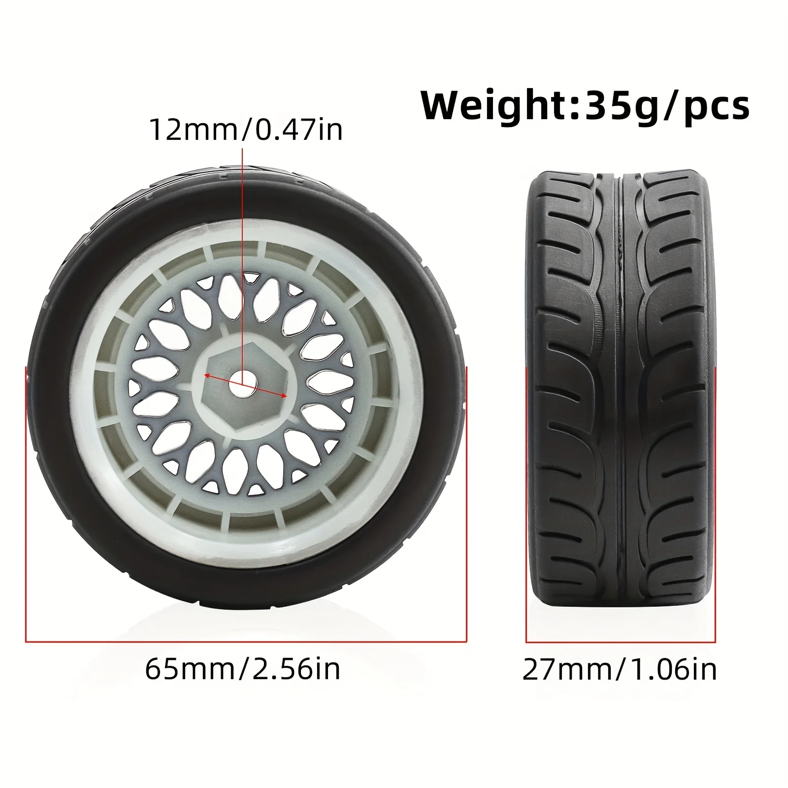 4PCS 65mm RC Drift Tires & Wheels for Tamiya TT02/XV01 - High Grip 1/10 On-Road Racing, Durable Flat Run - Fast Shipping!