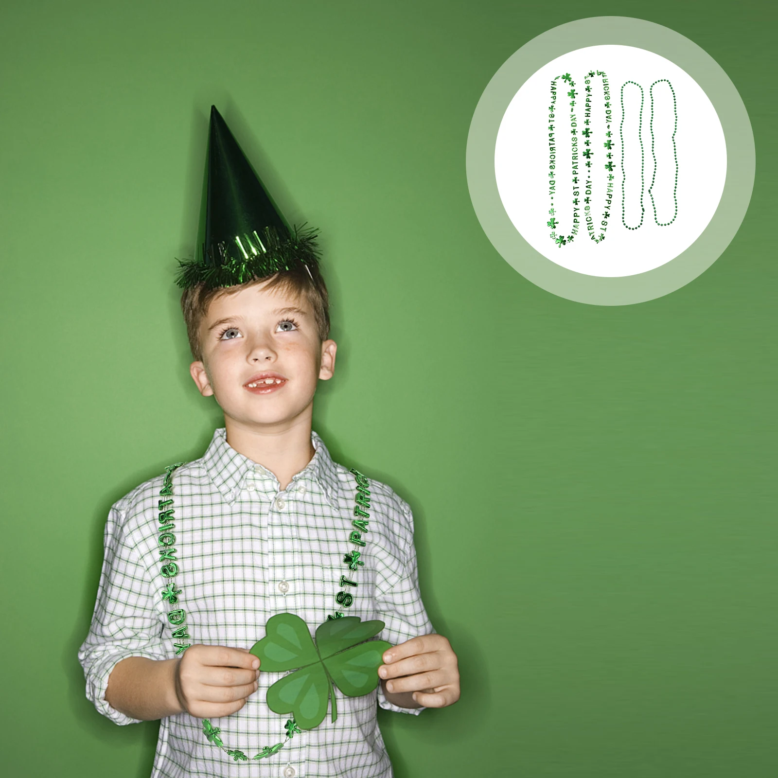 

4pcs Clover Necklace Patrick's Day Jewelry Party Festival Accessories Plastic Costume Necklace for Party Wear Festival