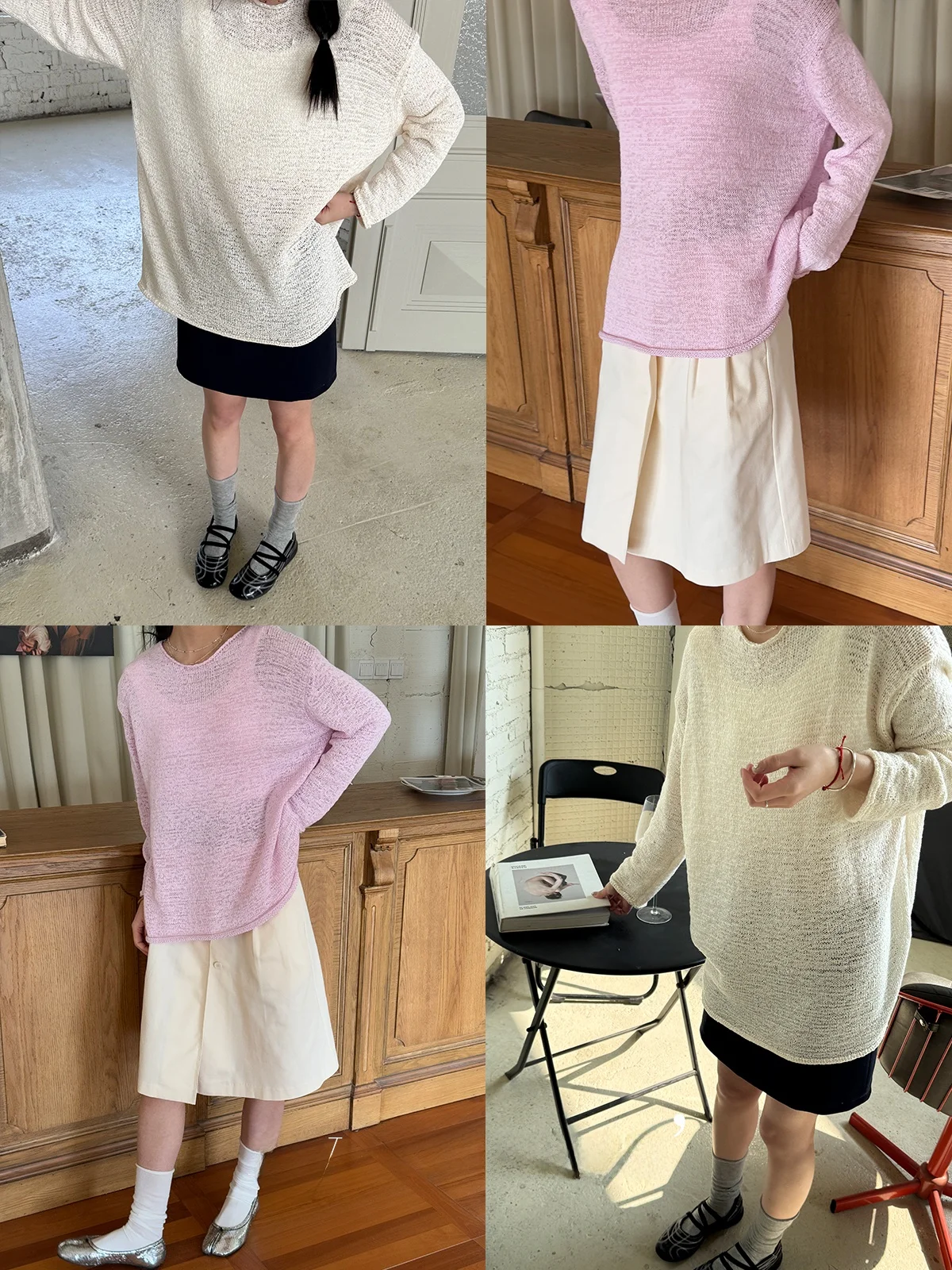 

Casual round Ne Roll Sve ape Sweater by Turnns Comfortable Polyester Cotton Blend Knitted Top Spring Faion Ladies