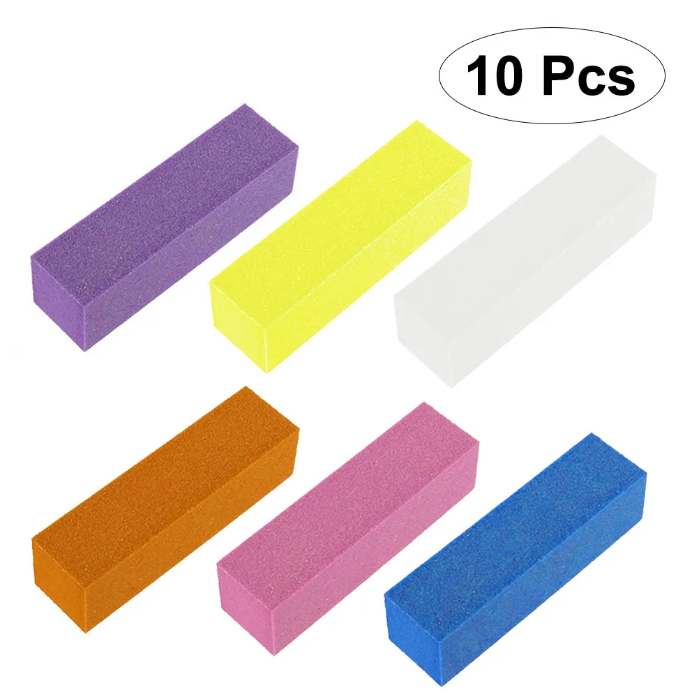 10Pcs Nail Sanding File Buffers Sponge Manicure Pedicure Tools Professional Home Use Lightweight Washable Nail Buffing Block