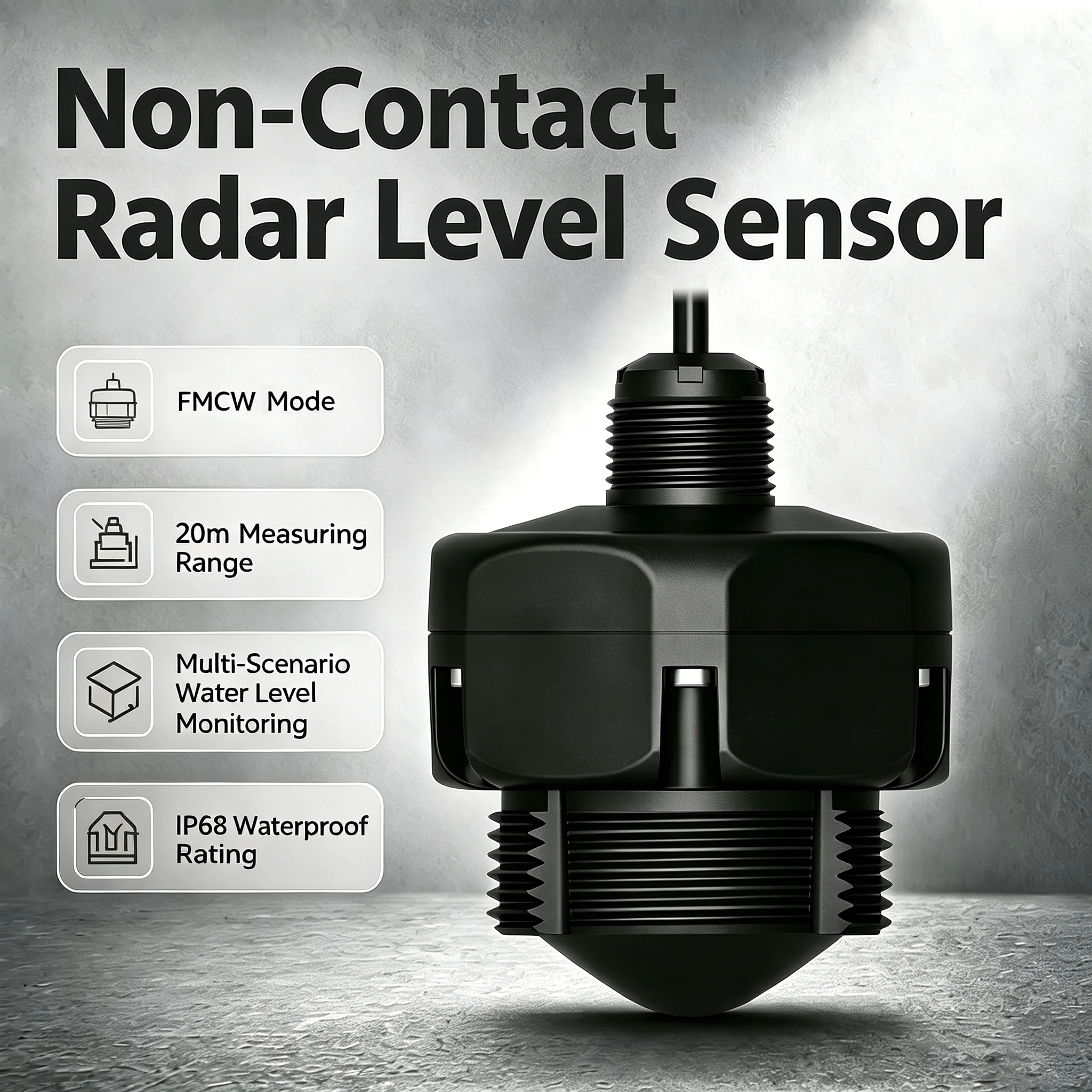 80GHz radar level sensor with RS485 communication output for measuring water level distance
