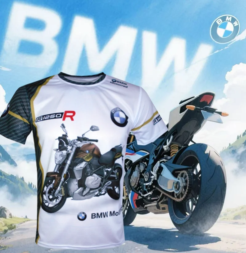 

2025 Summer BMW R1250R Motorcycle Men's Quick-Drying T-Shirt Cycling Suit Racing Suit Short Sleeve Casual Breathable Fashion Y2K