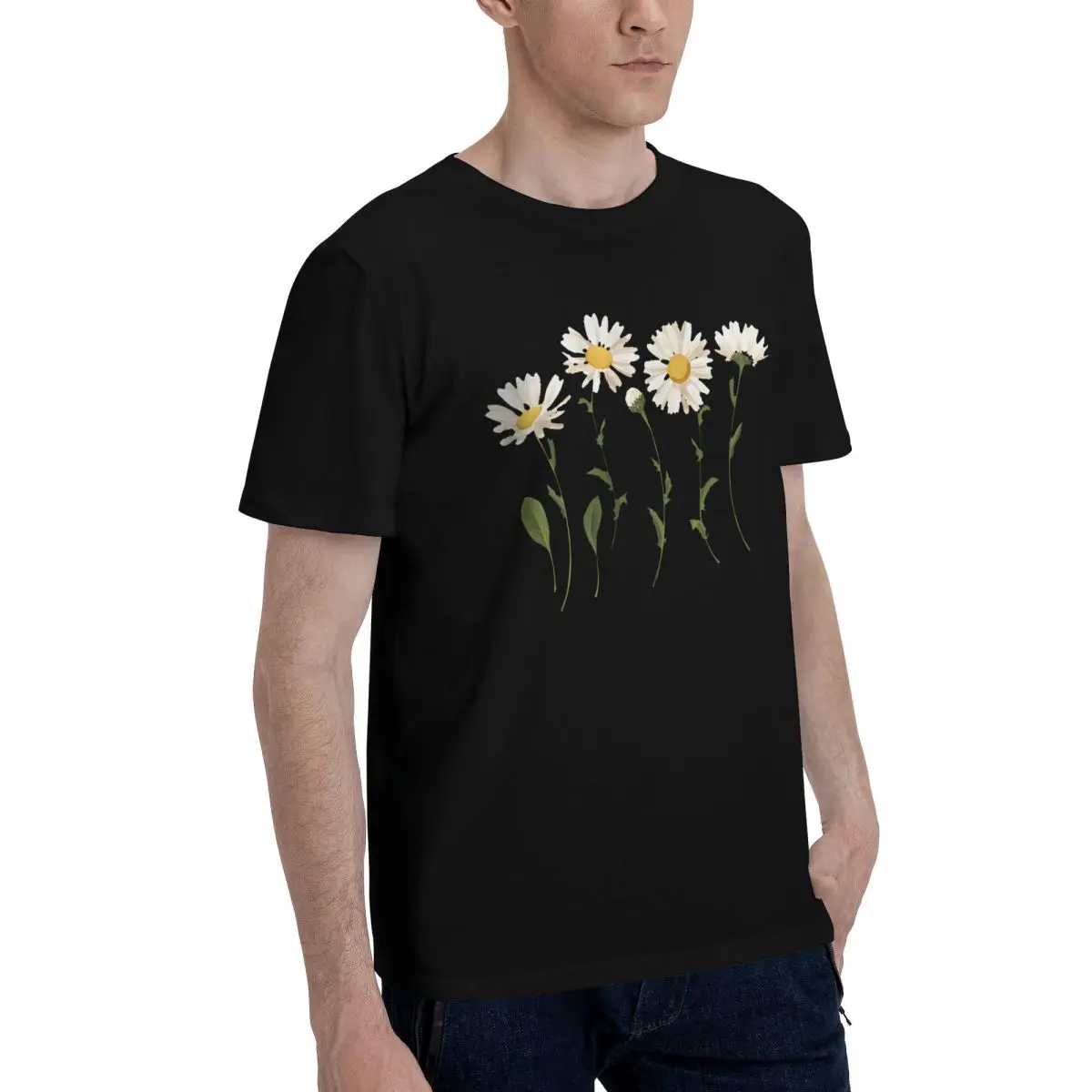 Daisy Floral Print_2 Funny Motion High grade Title Tees Fitness USA Size