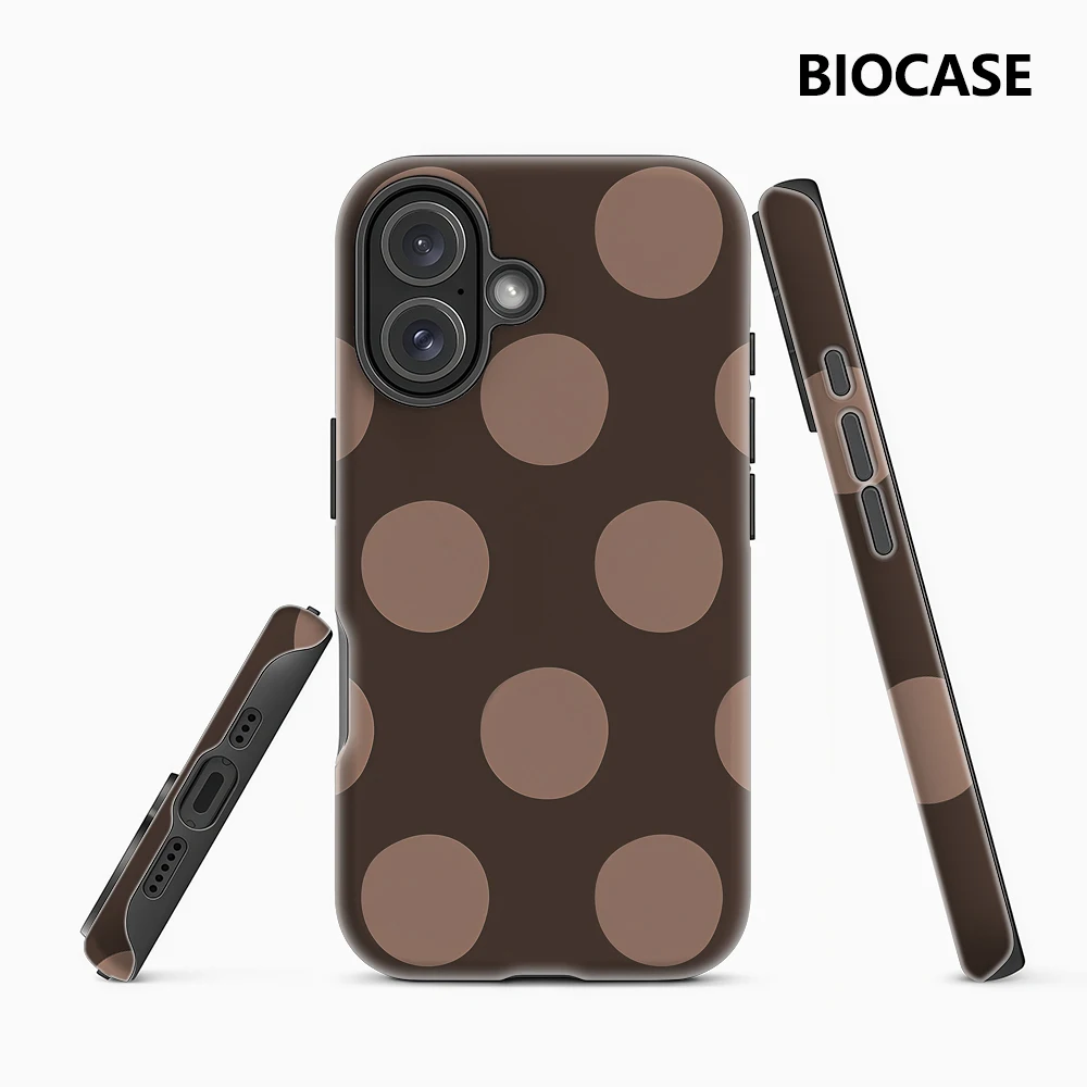 Brauner Hintergrund mit Punkten IPhone 17 Must-Haves Handyhülle für IPhone 17 16 15 14 13 12 Pro Max Plus Doppelschichtige Rückseite