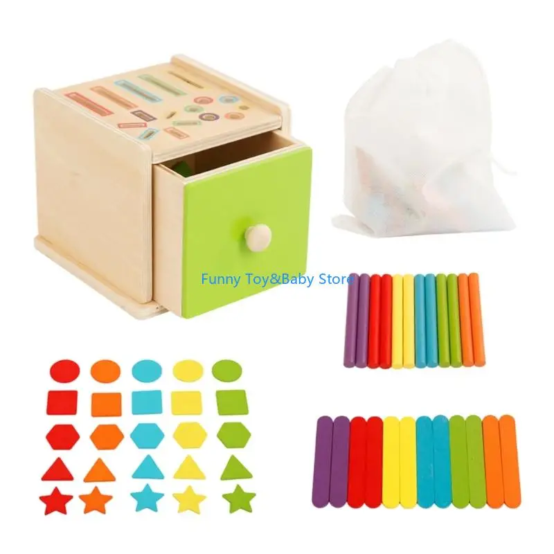 Scatola per monete in legno Giocattolo educativo per lo smistamento forme colore per lo sviluppo delle abilità motorie del