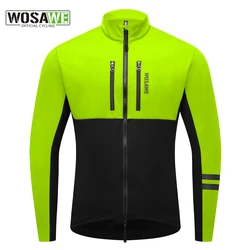 WOSAWE Men's Winter Cycling Bike Jackets Windproof Softshell Thermal Bicycle Clothing for Men Warm Fleece Road Bike Windbreaker