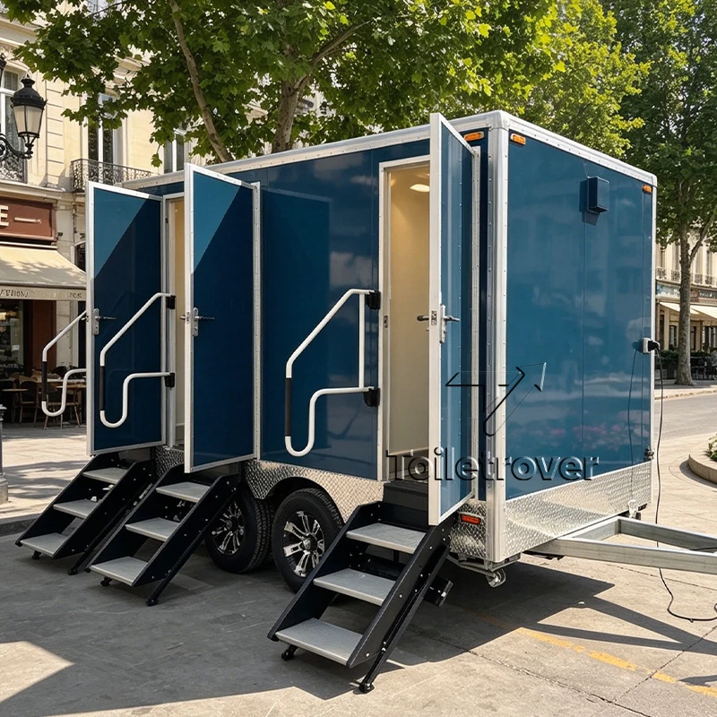 High Quality Portable Mobile Toilet Trailer 3 Stall Outdoor WC for Wedding Camping and Events