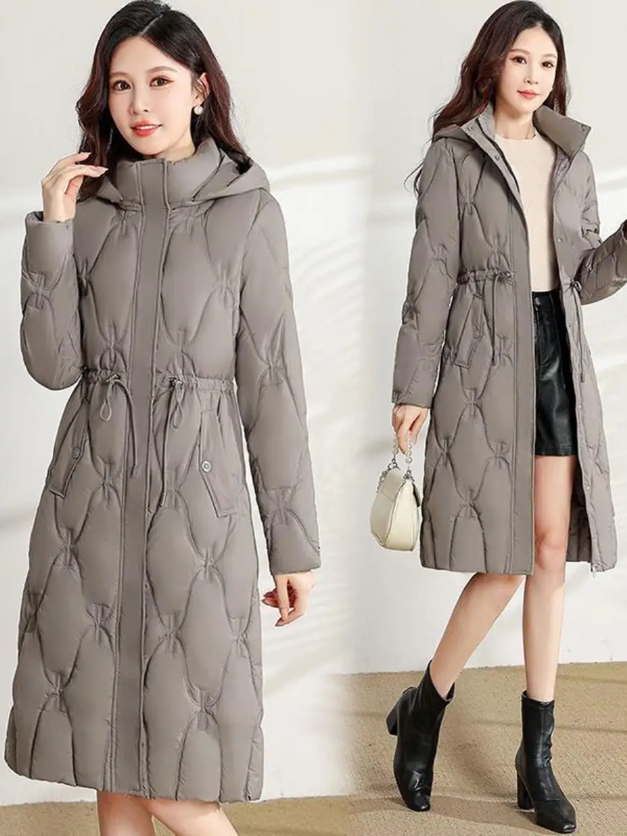 

Утепленное пальто средней длины из хлопка для женщин среднего возраста, однотонное, элегантное, зимнее, модное