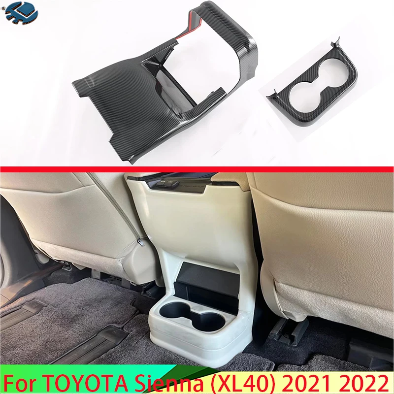 For TOYOTA Sienna (XL40) 2021 2022 Carbon Fiber Style Plated Armrest Box Rear Air Vent Frame Trim Cover