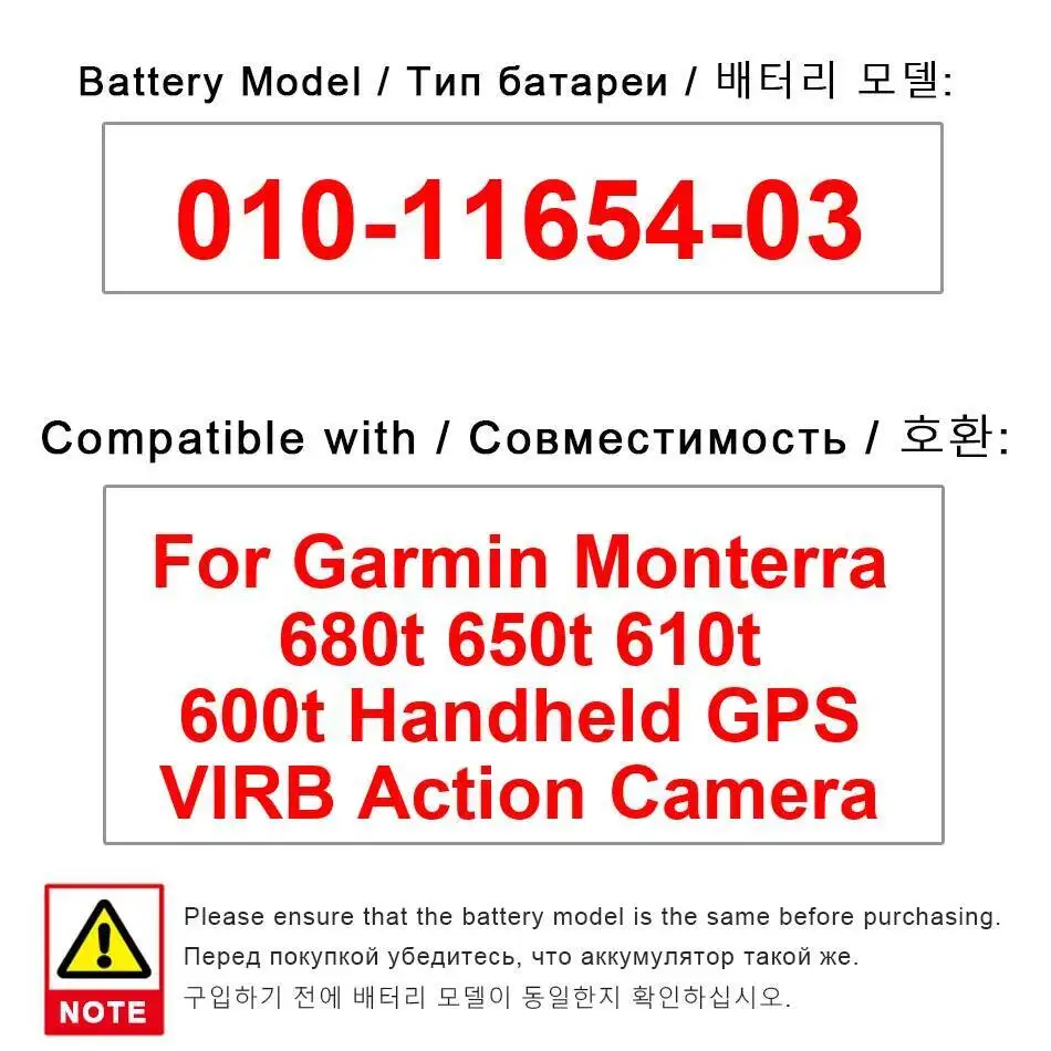 2000Mah Gps Battery For Monterra Garmin 680T 650T 610T 600T Handheld Virb Action Camera 010-11654-03 Durable