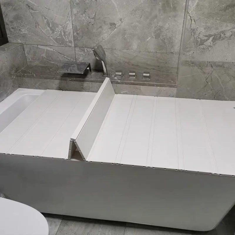 for ICEGALAX PVC Folding Cover for Acrylic Bathtub Insulation and Dust Proof Cover Bathroom Accessories White Color