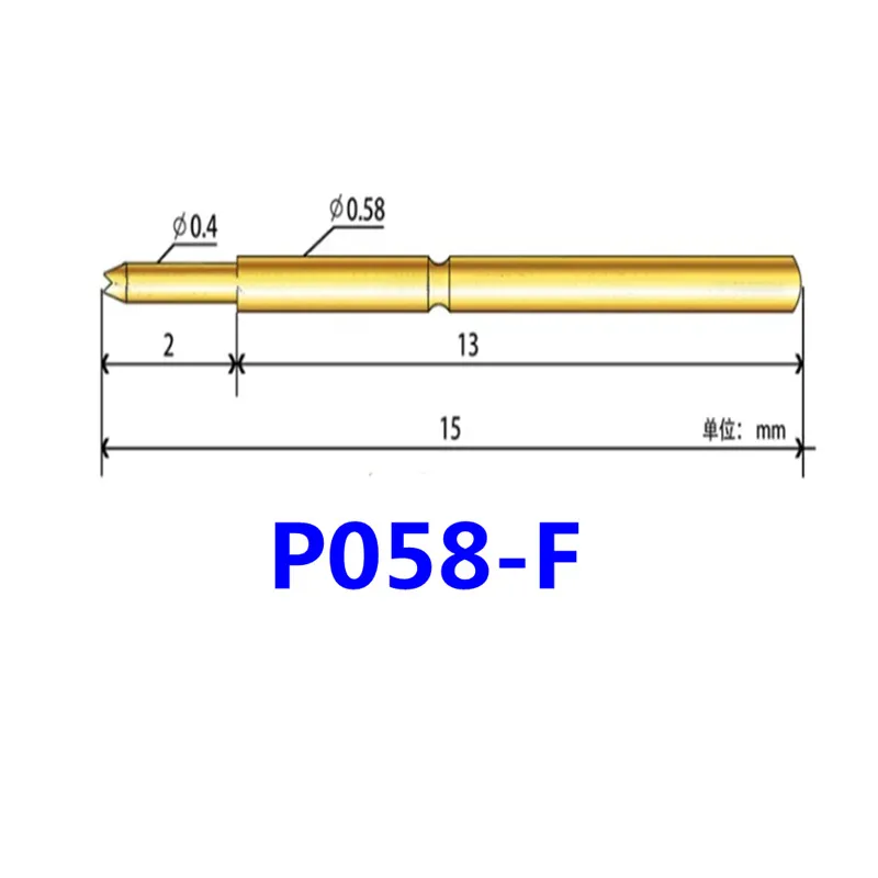 

100PCS Spring Test Probe P058-F Four-jaw Plum Blossom Head Outer Diameter 0.58mm Total Length 15mm PCB Pogo Pin