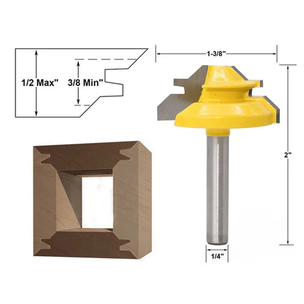 Lock Miter Router Bit Tool Manual Drawer Making Tenon Cutter Shank Steel Hardened Woodworking Heat Resistant Solid