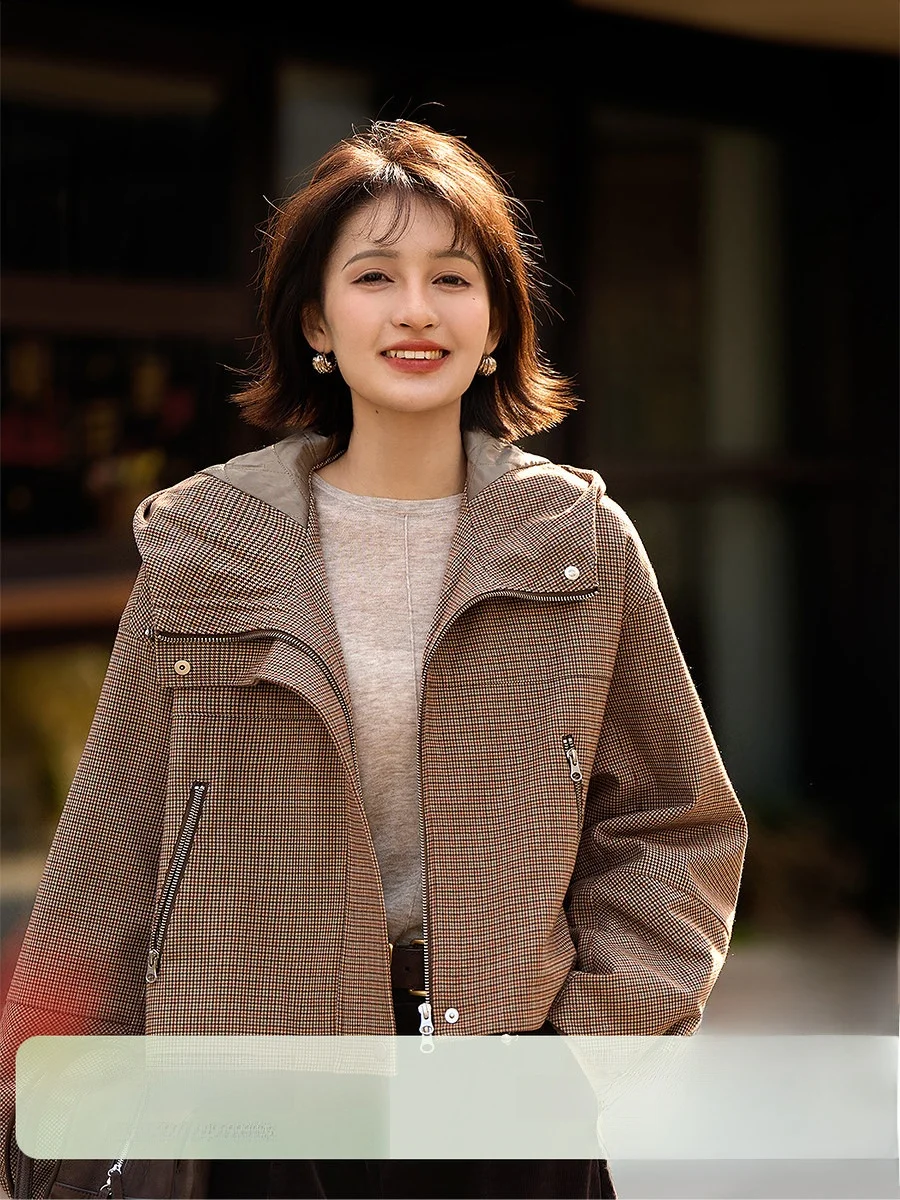 

Женская теплая куртка Xhange Aphene из хлопка с узором, весна 2026, повседневная, с круглым вырезом, длинный рукав