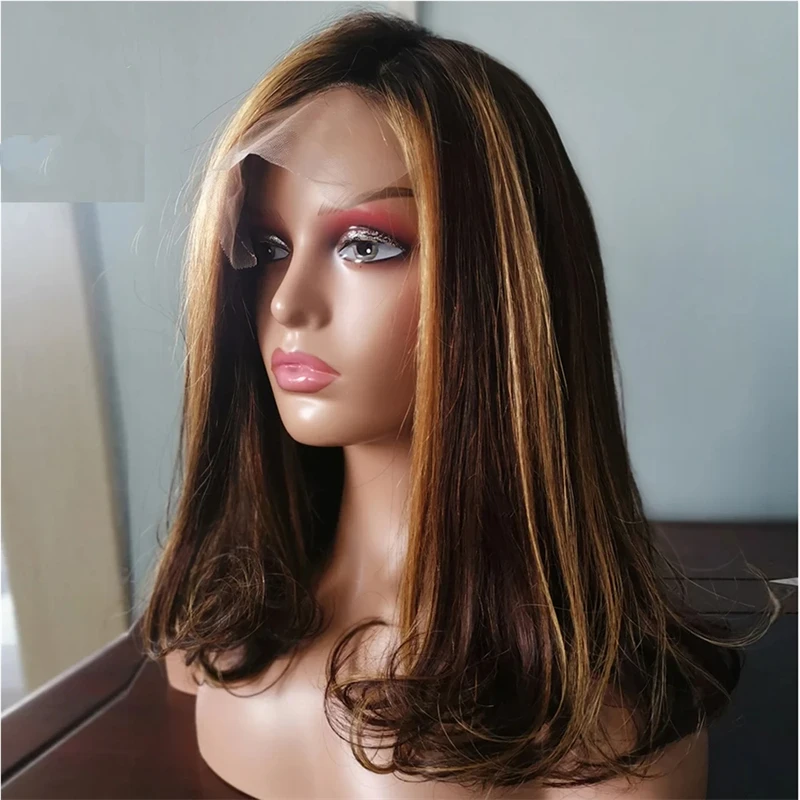 Ombre Honey  Brown 13x4 HD Lace Front Human Hair Wigs For Women Brazilian Straight 13x6 Full Lace Frontal Wigs 100% Human Hair