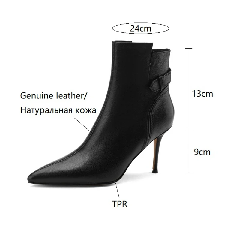 NEW Autumn Women Shoes Genuine Leather Ankle Boots for Women Pointed Toe Super High Heel Shoes Elegant Thin Heel Boots for Women