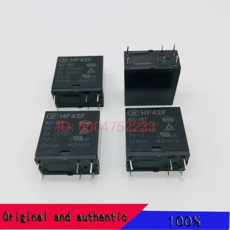 10PCS HF42F 005 012 024 2HT Two sets of normally open 6-pin 5A250VAC Hongfa relay 5V12V24V，1PCS