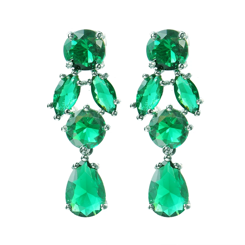 EMMAYA Gorgeous Green Cubic Zirconia Stud Earrings for Women Noble Wedding Party Earring Nice Birthday Gift Lady Fashion Jewelry