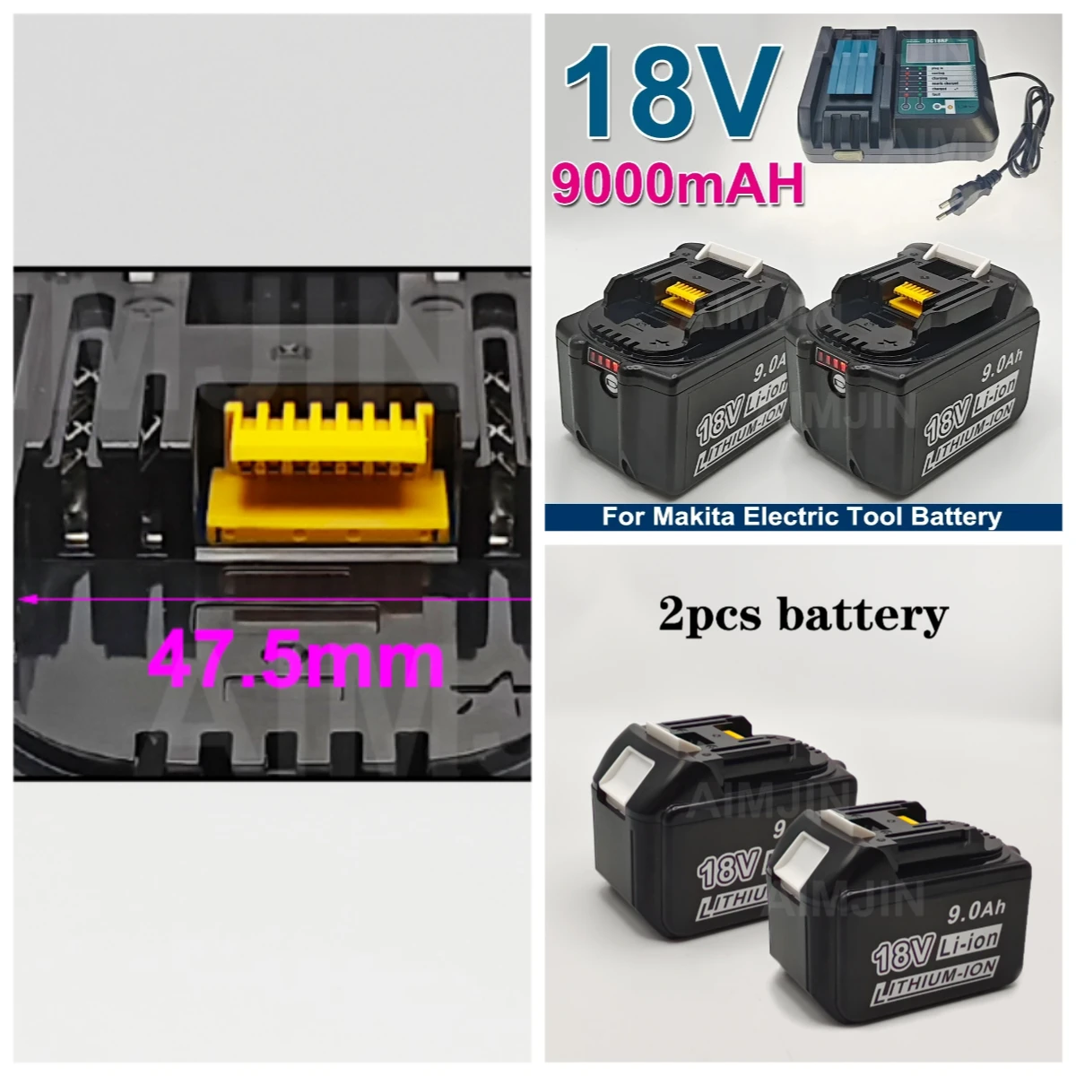 

9000mAH for Makita 18V Battery BL1830B BL1850B BL1840 BL1860 BL1815 Replacement Lithium Battery