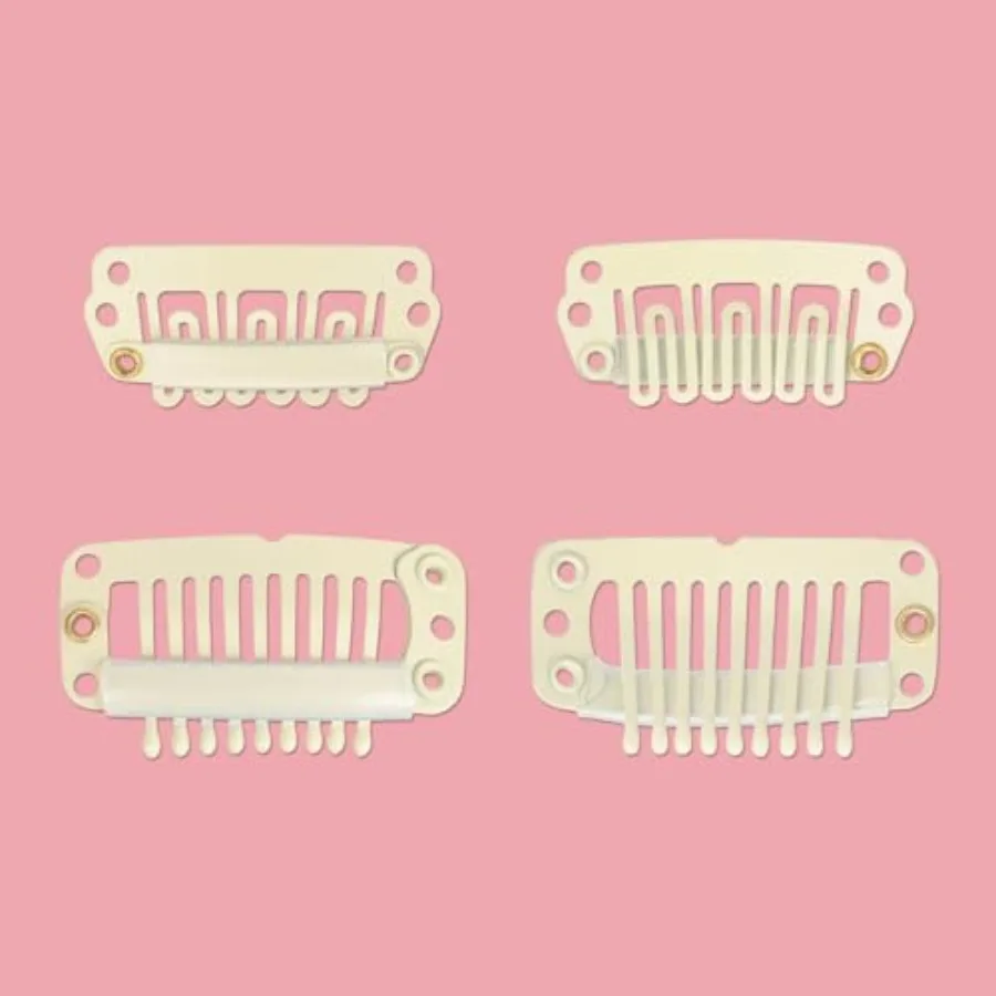

4 Blonde Replacement Clips for Clip in Hair Extensions Sturdy for Wire Hair Stainless Steel