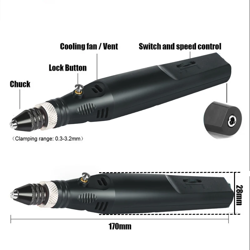 Mini Drill 12V Stepless Speed Control Engraving Pen Handheld Rotary Tool Set Special Drill  Bits Power Tools Accessories