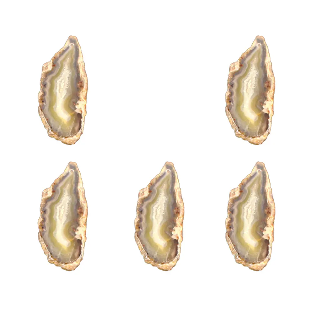 

5 Pcs Agate Pendant Crystals Necklaces Slices Jewelry Stone Charm Hanging Natural