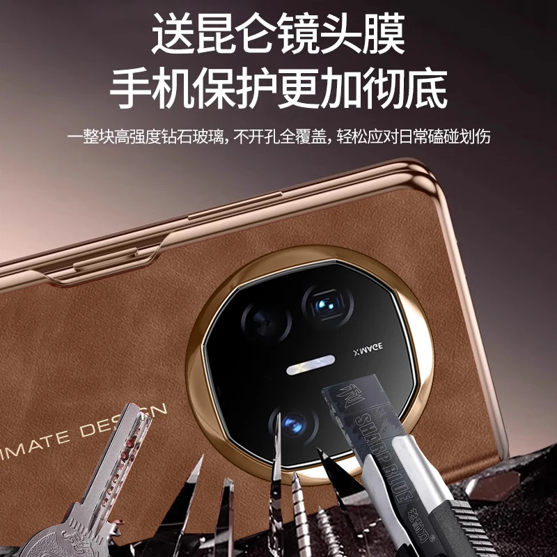 Luxury Leather Phone Case For Huawei Mate X6 Smart Window Flip-Free Answer Case Camera Protection Cover