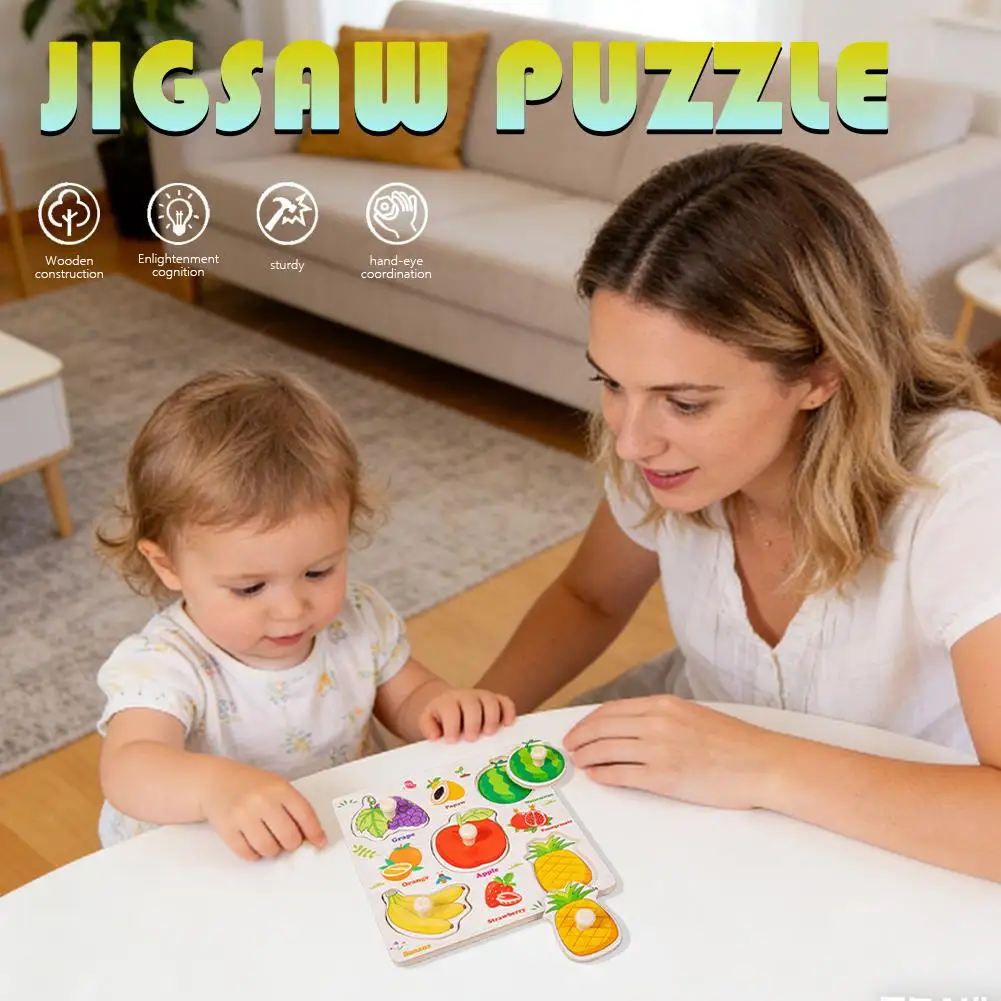 

Wooden Puzzles Toys For Children Hand Jigsaw Life Cognition Fish Games Parent-Child Interactive Educational Toy U3Q3