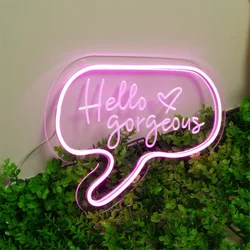 Hello Gorgeous Neon Sign Engraving LED Light Custom Neon Signs Home Room Wall Decor Neon Sign Logo Personalized Birthday Gift