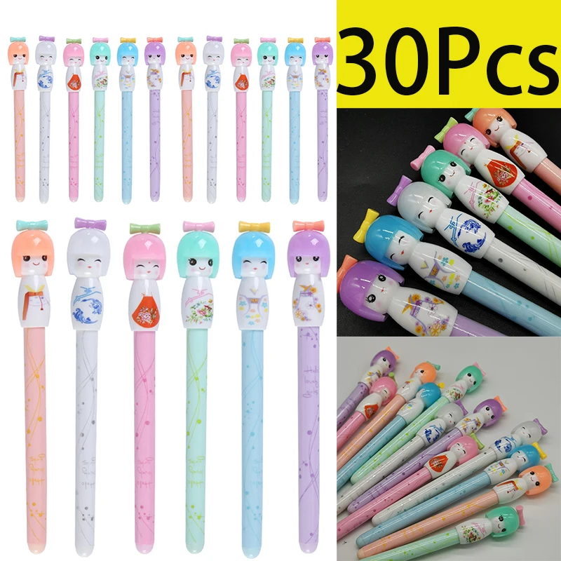 boneca japonesa bonito gel pen assinatura escola estudante papelaria 30 pcs 01