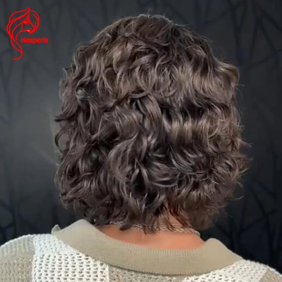 

Hesperis Мужской парик с челкой Бразильский Remy 13x6 Парики из натуральных волос на кружеве спереди Короткий боб вьющийся парик для мужчин Натуральный цвет