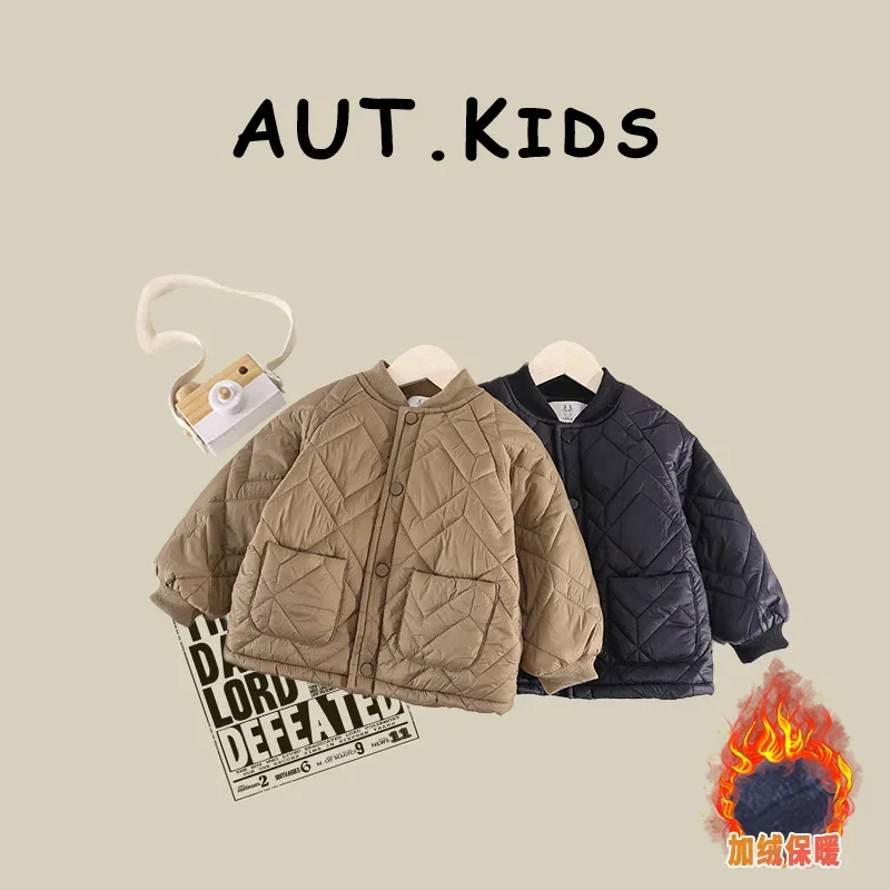 Boys Cotton-Padded Clothes Puffer Jacket Boys Thermal Cotton Coat Children 2023 New Winter Fleece Lined Coat Children Tide