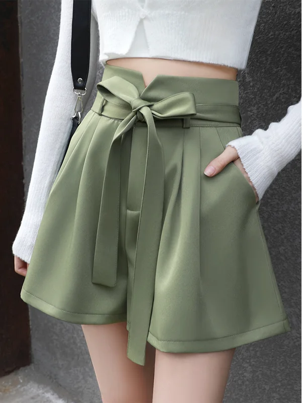 Pantalones cortos para mujer todos los días casual simple minimalista básico cintura alta ajuste suelto ligero suave cómodo color sólido