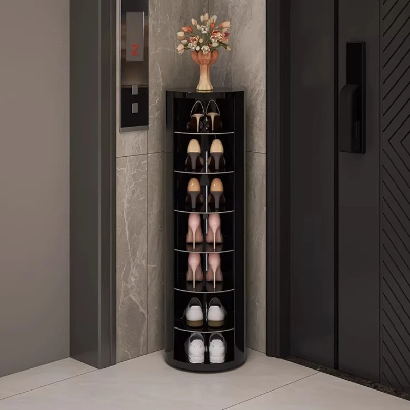 Modern Rotating Shoe Rack, Multi-Tier Space-Saving Entryway Storage Cabinet with Adjustable Shelves,Apartment&Elevator Entrance