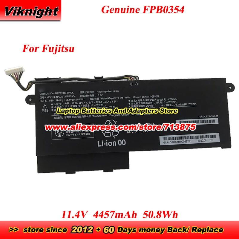 

Оригинальный аккумулятор FPB0354, 11,4 В, 4457 мАч, 50,8 Втч, арт. CP794551-01 FPCBP579 для ноутбука Fujitsu LIFEBOOK TH77/E3 FMVT77E3LB