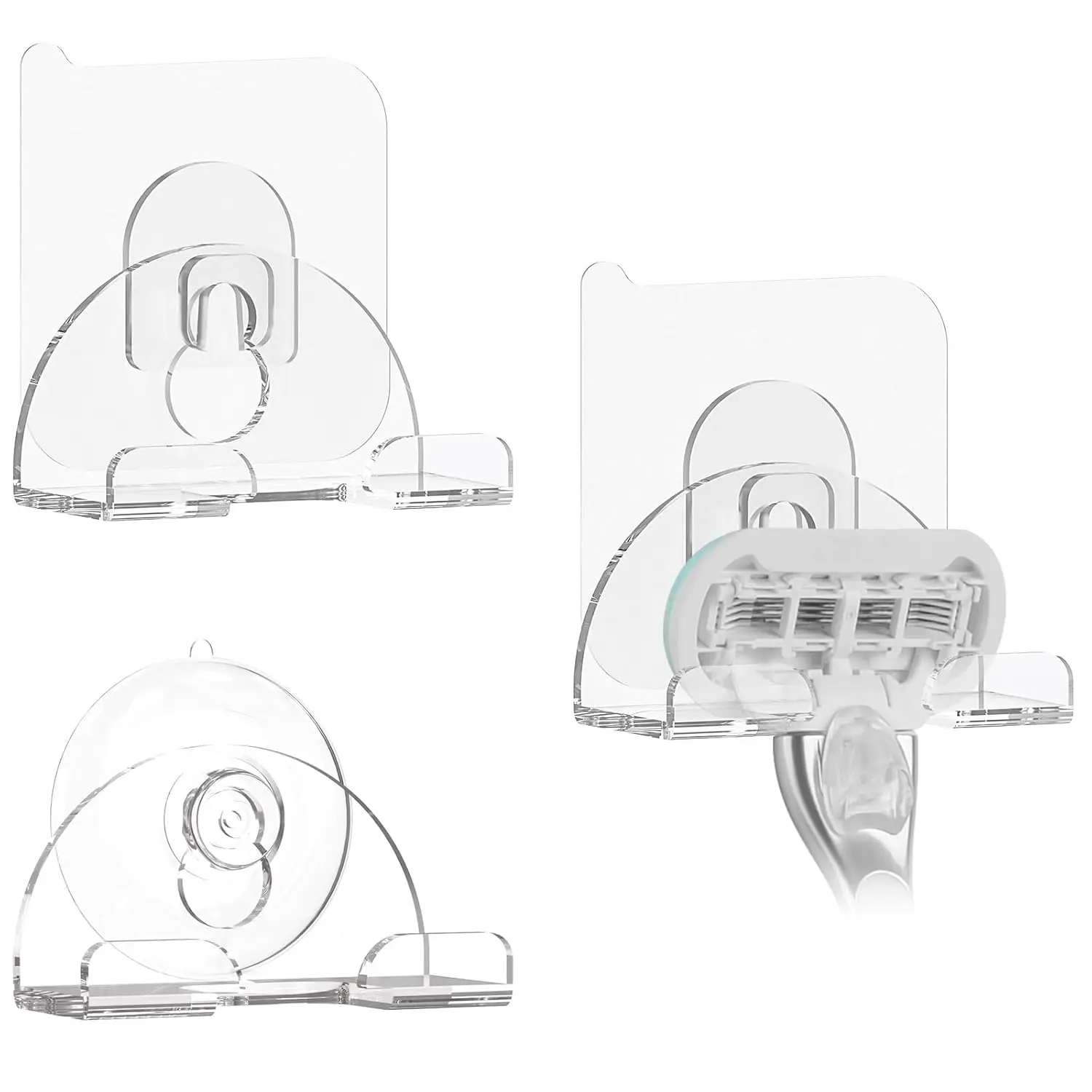 

3 Pack Razor Suction Cup/Self-Adhesive Hooks, Shaving Hanger Holder, Compatible with Gillette Fusion 5 Proglide, Shield Power, D