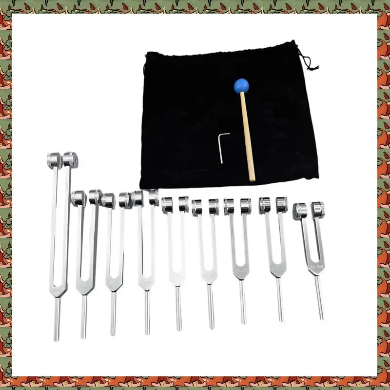 

ABLQ Aluminum Alloy Chakra Tuning Forks Set With Hammers For Healing, Sound Therapy, Meditation, Yoga