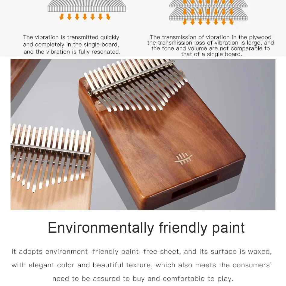 17 Key Kalimba Profession Thumb Piano Hluru Walnut AcaciaCurly Figure Keyboard Chamfer Calimba Musical Instruments Kalimbas Gift